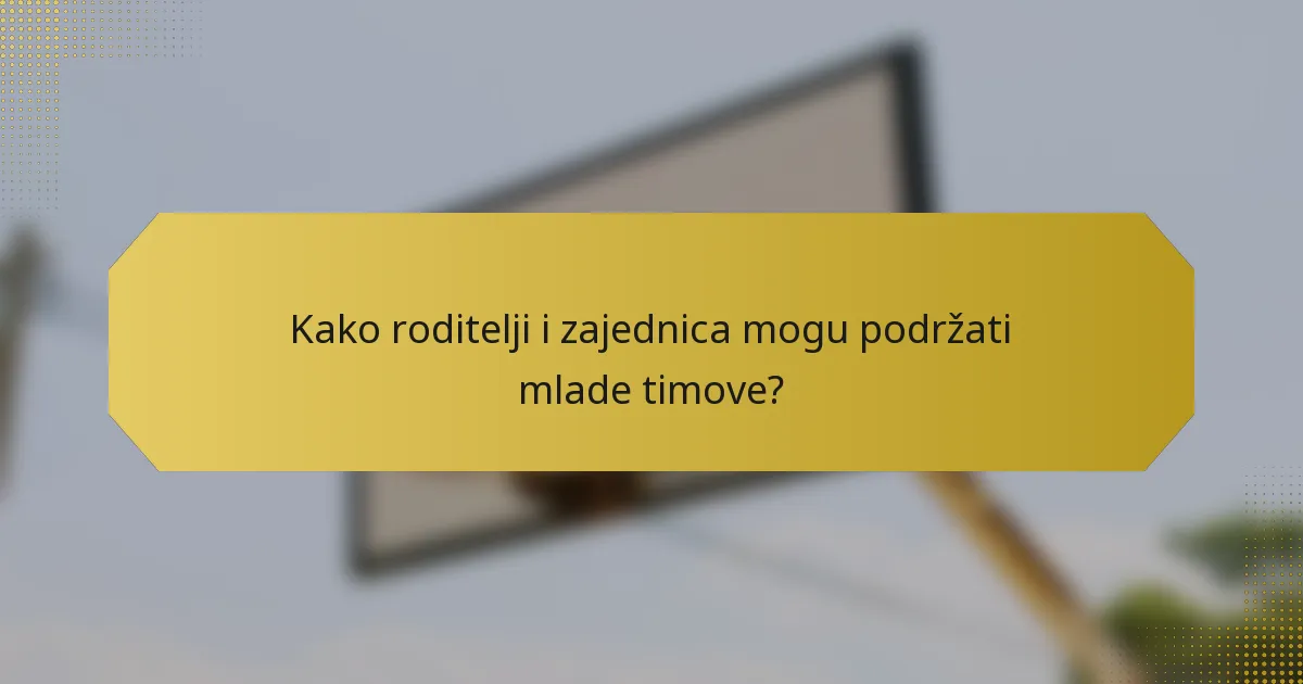 Kako roditelji i zajednica mogu podržati mlade timove?