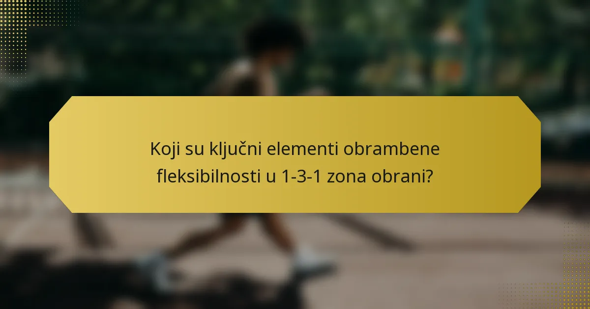 Koji su ključni elementi obrambene fleksibilnosti u 1-3-1 zona obrani?