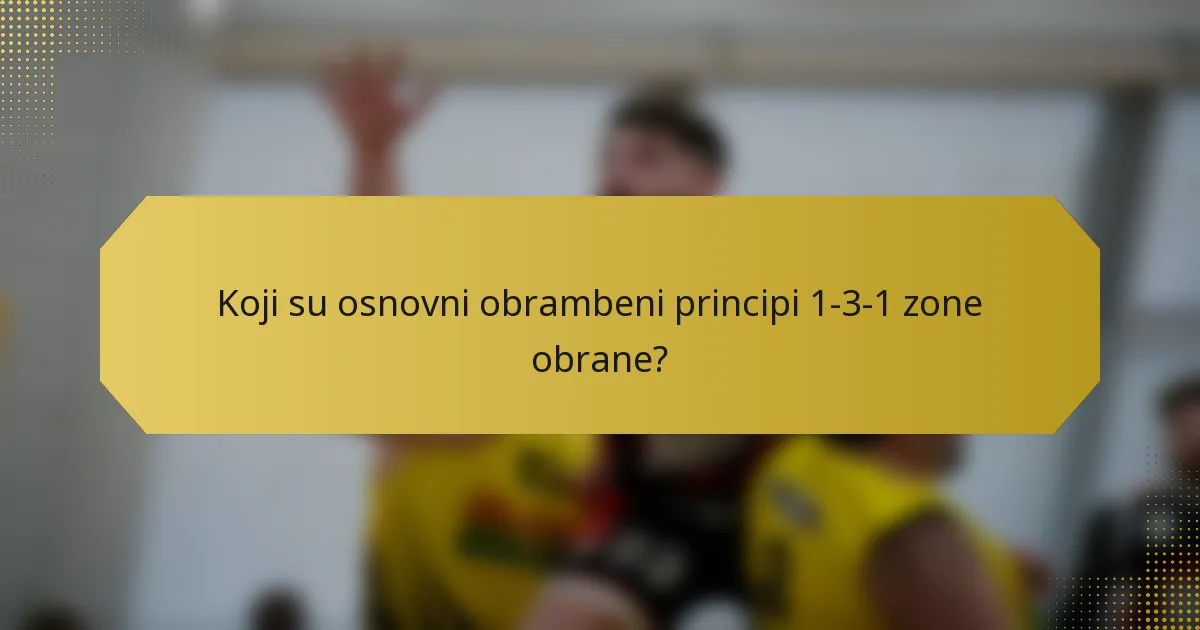 Koji su osnovni obrambeni principi 1-3-1 zone obrane?
